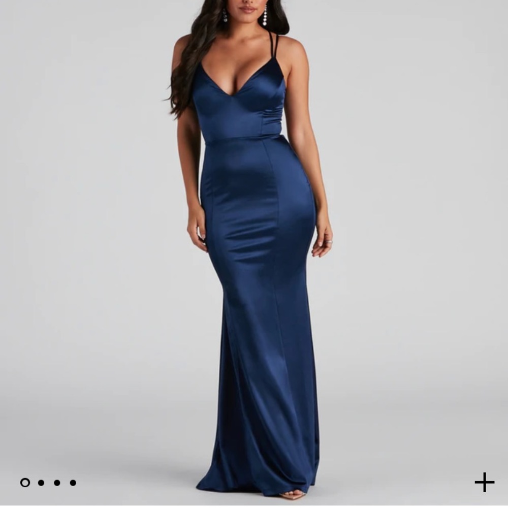 Heidi Formal Lattice Dress Navy Windsor